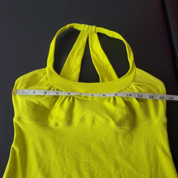 Lululemon Women's Yellow Striped Racerback Tank Top Size 6 Athletic Active Neon - Picture 9 of 9